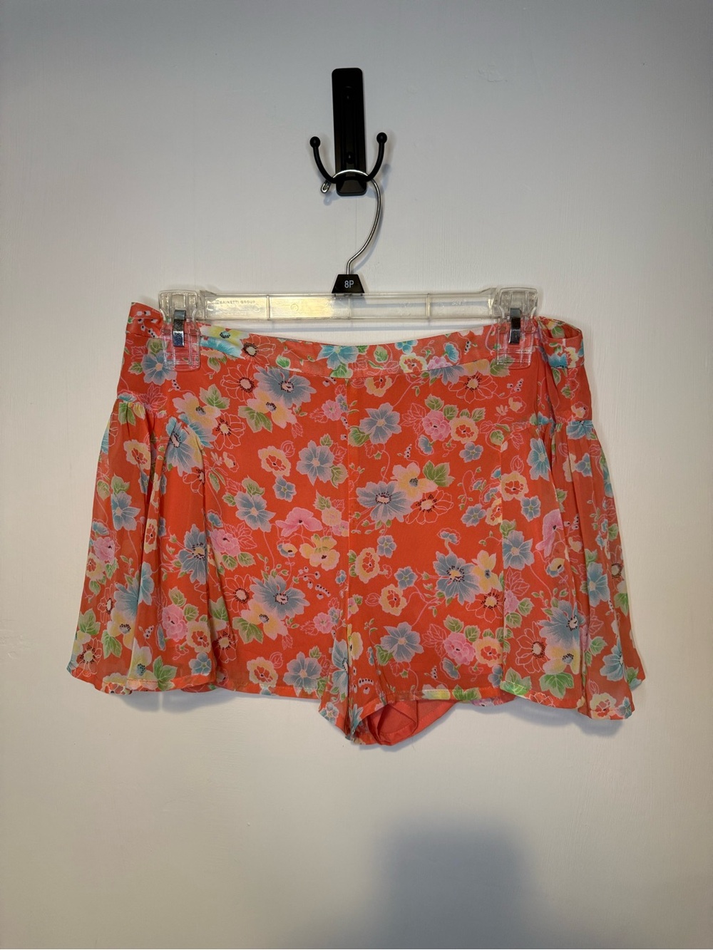 Free People Coral Floral Chiffon Flowy 2" Shorts Skort Size 2 Bohemian - Picture 2 of 7
